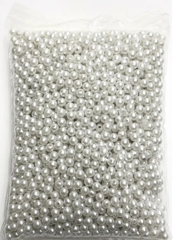 8 MM TAM İNCİ PLASTİK BONCUK 500 GRAM - Beyaz