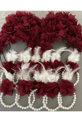 Burgundy Floral Bridesmaid Tiara – 10 Pieces |