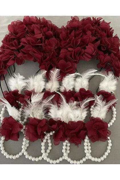 Burgundy Floral Bridesmaid Tiara – 10 Pieces |