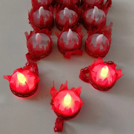 Red Henna Hand Candle 9-Piece Set – LED Lit, Tulle, Battery-Operated Decorative Candles