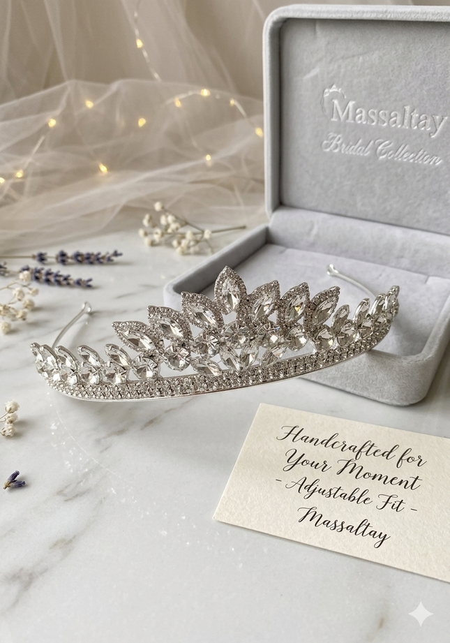 Crystal Shuttle Stone Bridal Tiara | Henna Engagement Wedding Hair Accessory