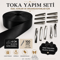 4 cm 100 Metre  Saten Kurdele ve 100 Adet 5,5 cm Klips Toka Seti | Toka Yapım Malzemesi | Özel Gün ve Organizasyonlar İçin