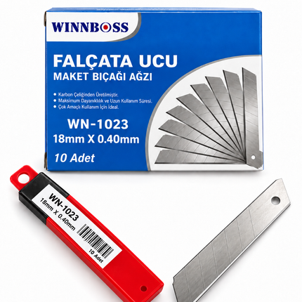 Falçata Ucu 18 mm 10 Adet - Yedek Maket Bıçağı Ağzı 0,40 mm