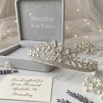 Crystal Shuttle Stone Bridal Tiara | Henna Engagement Wedding Hair Accessory