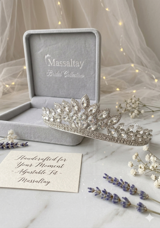 Crystal Shuttle Stone Bridal Tiara | Henna Engagement Wedding Hair Accessory
