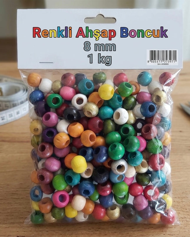 8 mm Colored Wooden Bead 1 Kg – Jewelry, Bracelet, Necklace and Hobby Material