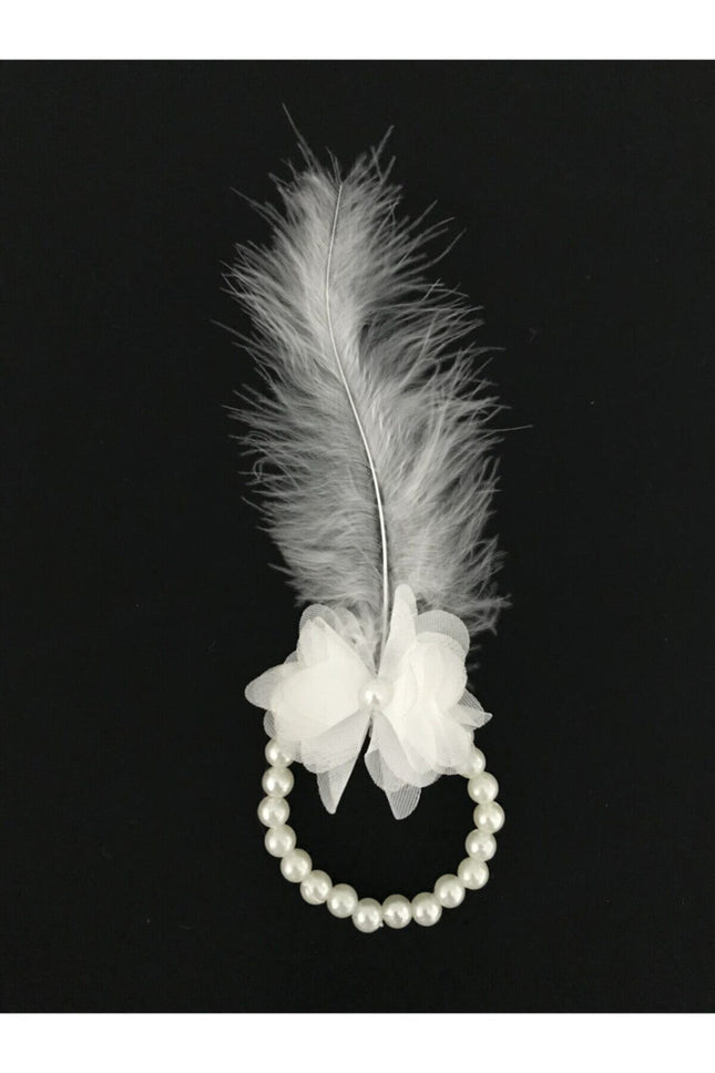 10 White Pearl Feather Bridesmaid Wristband Set | Henna Night Bride and Bridesmaid Accessory