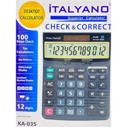 Italyano Büyük Boy Hesap Makinesi 12 Haneli 100 İşlem Hafızalı Masaüstü Hesap Makinesi