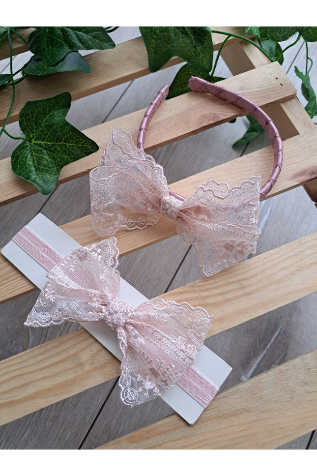 Pudra Dantelli Anne Bebek Lohusa Taç Seti | Anne Kız Taç Seti Hastane Çıkışı ve Baby Shower