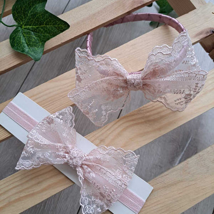 Pudra Dantelli Anne Bebek Lohusa Taç Seti | Anne Kız Taç Seti Hastane Çıkışı ve Baby Shower