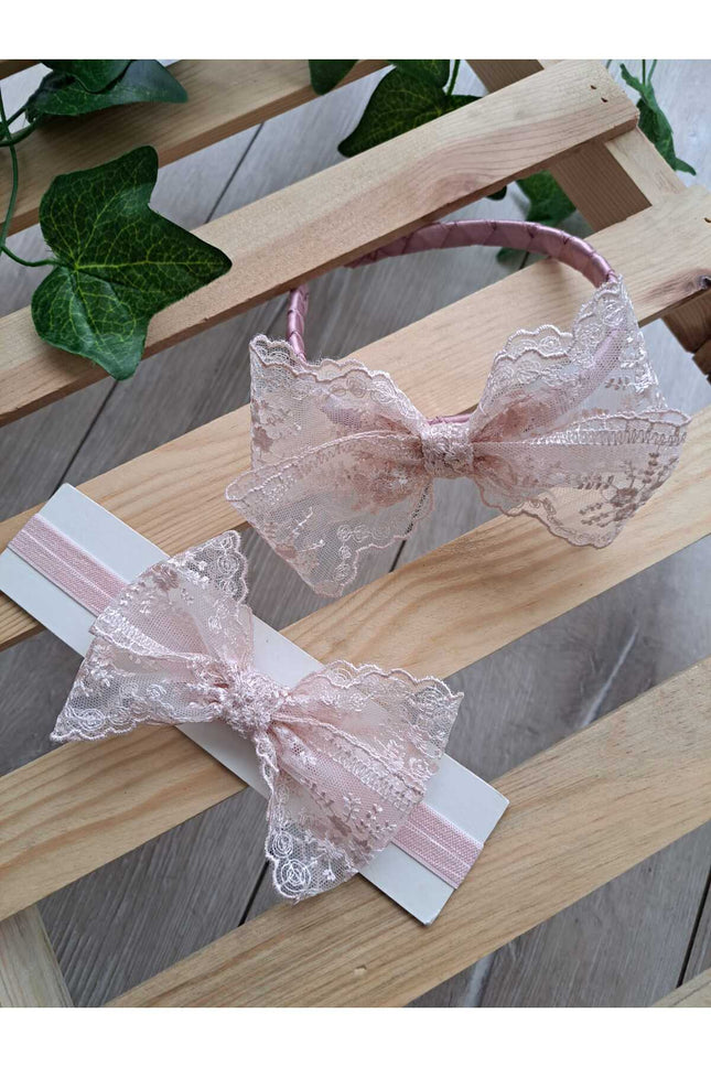 Pudra Dantelli Anne Bebek Lohusa Taç Seti | Anne Kız Taç Seti Hastane Çıkışı ve Baby Shower