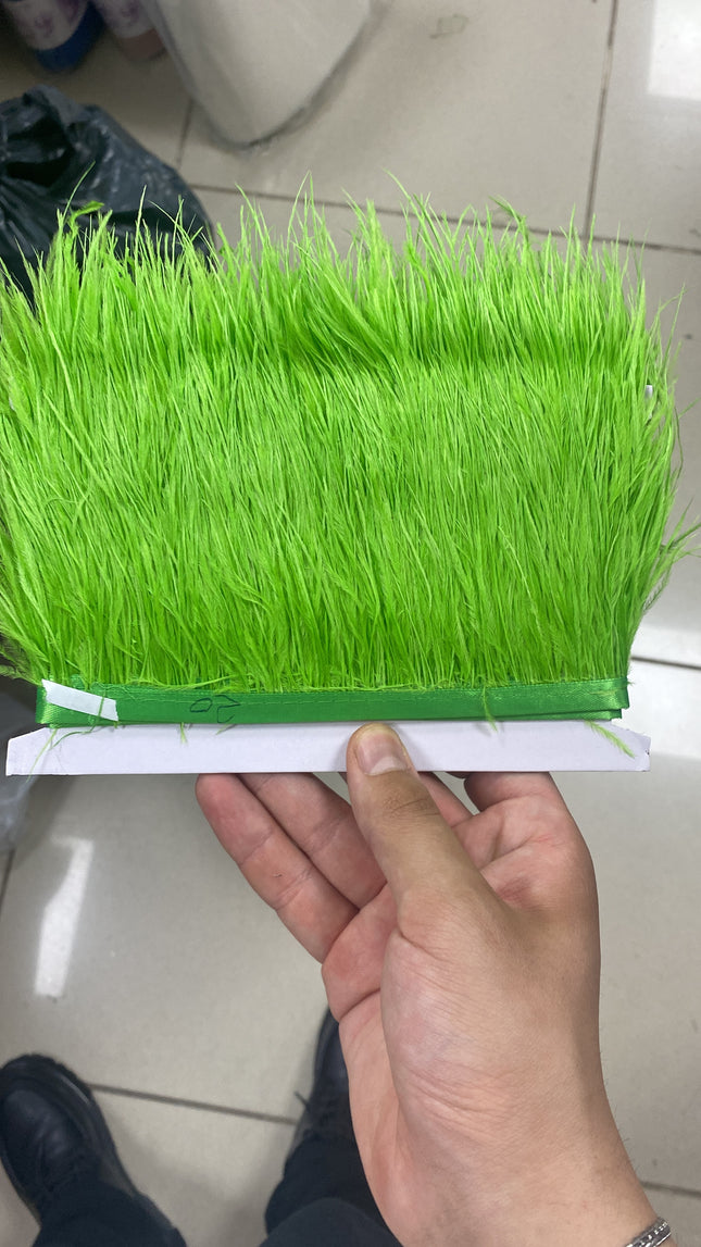 Ostrich feather 9 meters, decorative ribbon, pistachio green ostrich feather