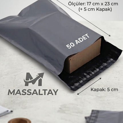 Cepsiz Kargo Poşeti 50’li Paket Kendinden Yapışkanlı Dayanıklı Gönderi Poşeti 17x23+5 cm
