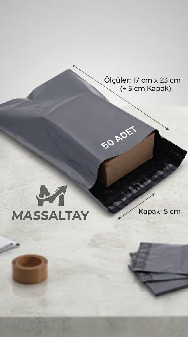 Cepsiz Kargo Poşeti 50’li Paket Kendinden Yapışkanlı Dayanıklı Gönderi Poşeti 17x23+5 cm