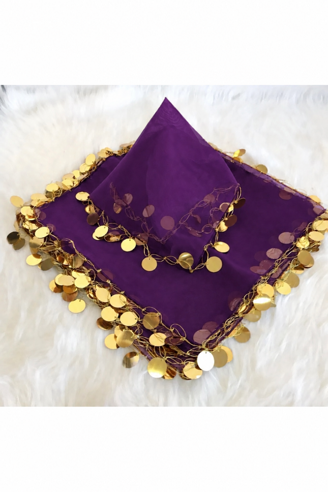 Mor  Gold Pullu Halay Mendili – Düğün ve Etkinlik Mendili