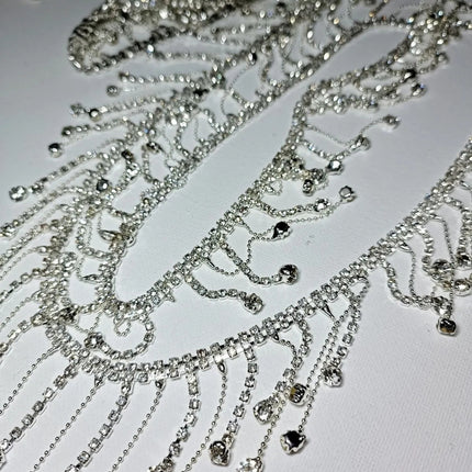 5-Meter Crystal Stone Fringed Chain Trim – Evening Gown, Wedding Dress, and Decoration Embellishment Accessory