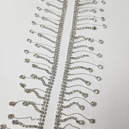5-Meter Crystal Stone Fringed Chain Trim – Evening Gown, Wedding Dress, and Decoration Embellishment Accessory