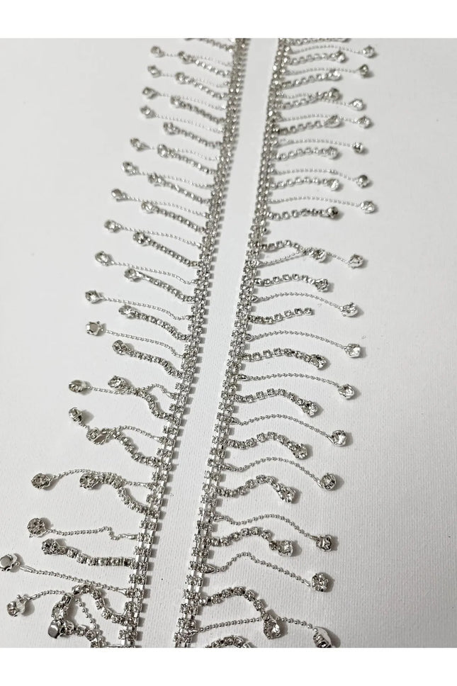 5-Meter Crystal Stone Fringed Chain Trim – Evening Gown, Wedding Dress, and Decoration Embellishment Accessory