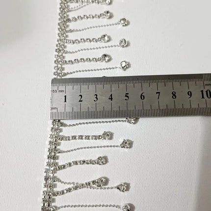 5-Meter Crystal Stone Fringed Chain Trim – Evening Gown, Wedding Dress, and Decoration Embellishment Accessory
