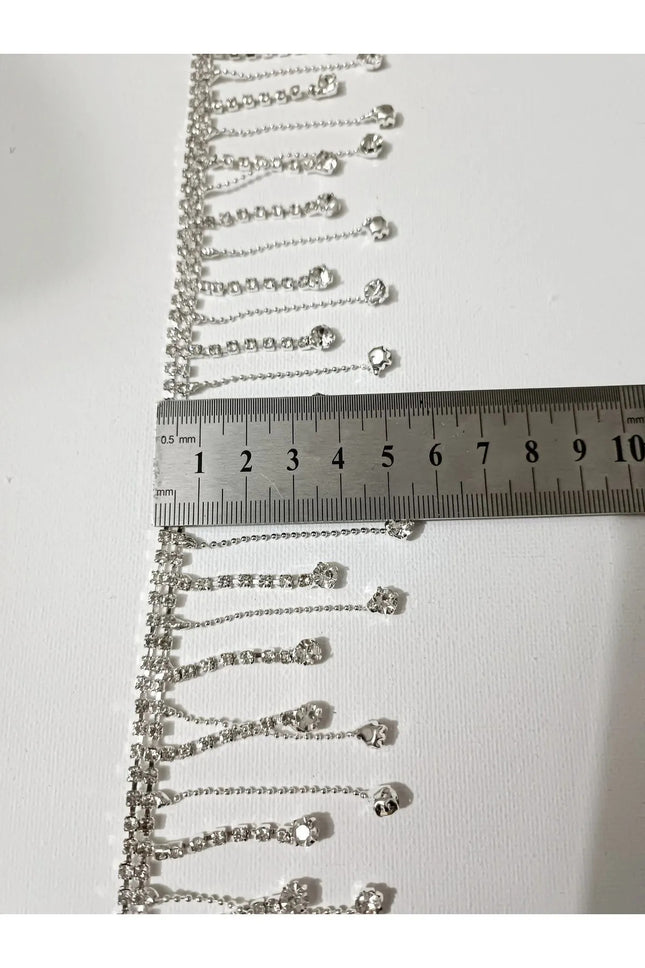 5-Meter Crystal Stone Fringed Chain Trim – Evening Gown, Wedding Dress, and Decoration Embellishment Accessory