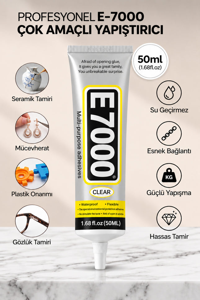 E7000 Şeffaf Çok Amaçlı Yapıştırıcı 50 ML