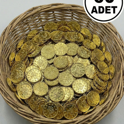 Metal Para Penez Boncuk Gold 2 cm 60 Adet | Altın Renk Dekoratif Süsleme Pulu ve Hobi Aksesuarı