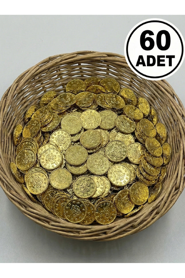 Metal Para Penez Boncuk Gold 2 cm 60 Adet | Altın Renk Dekoratif Süsleme Pulu ve Hobi Aksesuarı