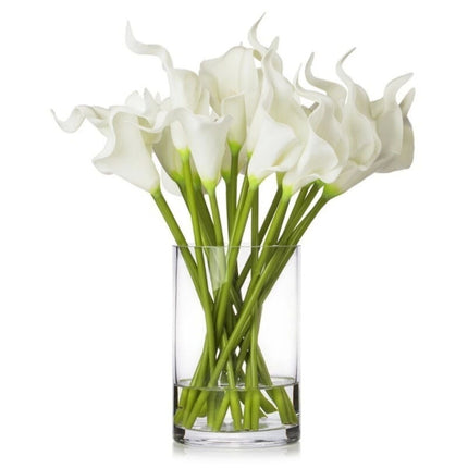 Artificial Wet Look Calla Lily 8 Stems White | Realistic Decorative Artificial Flower Arrangement