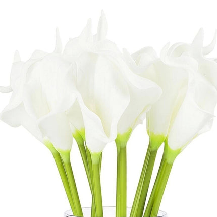 Artificial Wet Look Calla Lily 8 Stems White | Realistic Decorative Artificial Flower Arrangement