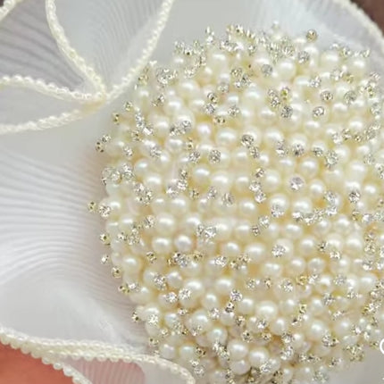 İncili Fırfır Plise Tül 40 cm | Gelin Çiçeği Sarma Tülü, Buket Süsleme ve Nikah Dekoru