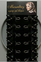 Başörtü Şal Eşarp Sabitleyici Klips – 1 Paket | Kaymaz, İğnesiz Klips - Siyah