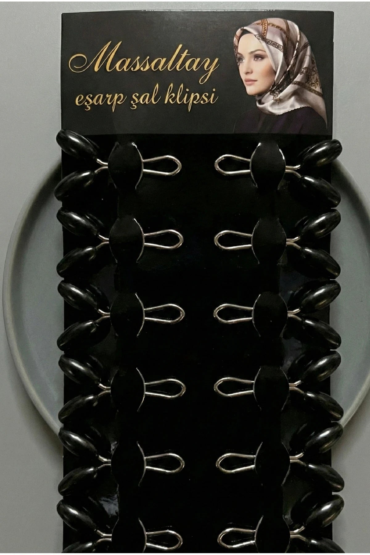 Başörtü Şal Eşarp Sabitleyici Klips – 1 Paket | Kaymaz, İğnesiz Klips - Siyah