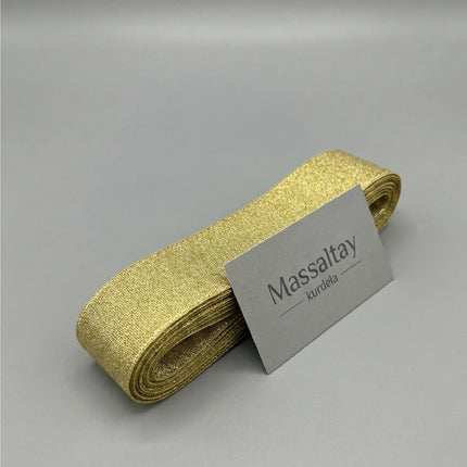 3 cm Simli Kurdele 10 Metre Parlak Süsleme Kurdelesi Hobi Organizasyon Dekoru - Gold