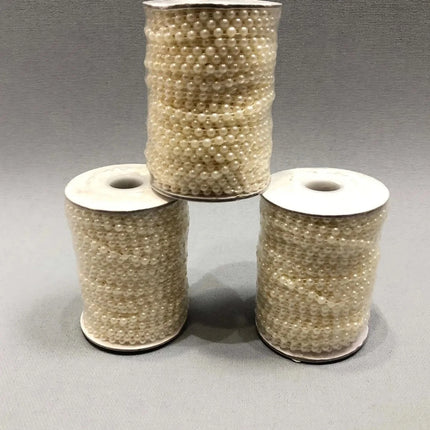 Krem Sıralı Kesik İnci 4 mm – 20 Metre Şerit İnci Süsleme