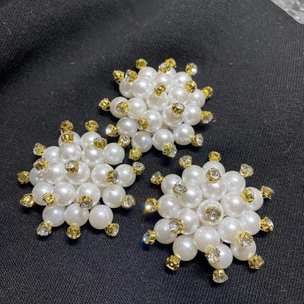 Beyaz İncili Gold Broş Taş Boncuk 50 Adet – Nikah Şekeri ve Süsleme Aksesuarı