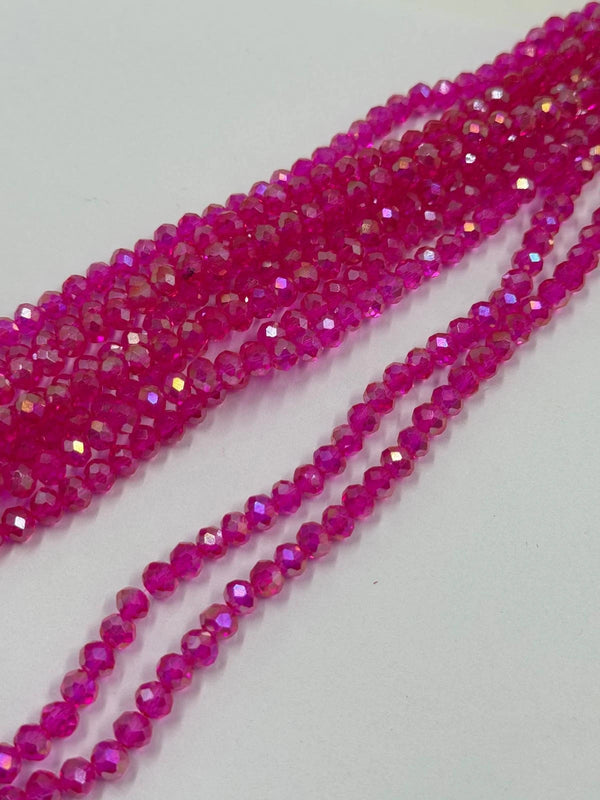8 mm Fuşya Kristal Boncuk 1 Dizi