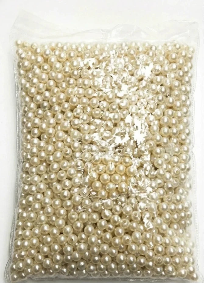 8 MM TAM İNCİ PLASTİK BONCUK 500 GRAM - krem