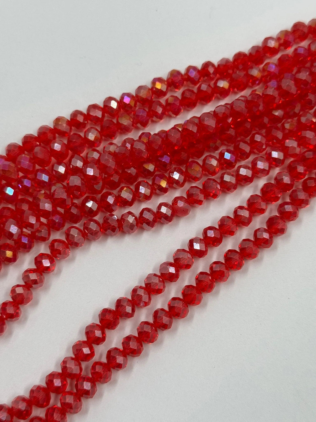8 mm Kırmızı Janjanlı Kristal boncuk 1 Dizi