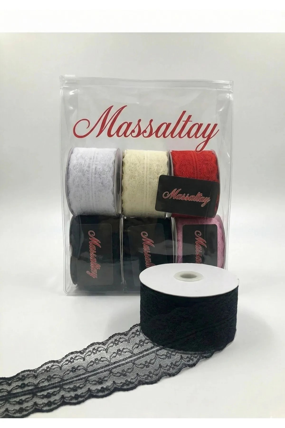 25 Metre Çift Taraflı Güpür Dantel Kurdele 5 Cm En | Süsleme ve Dekorasyon Top Kurdele - Siyah