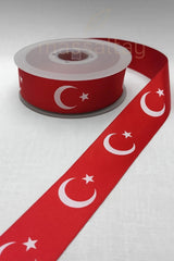 4 cm Ayyıldız Desenli Saten Kurdele 10 Metre – Türk Bayraklı Kurdele