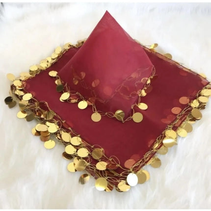 Bordo Gold Pullu Halay Mendili – Düğün ve Etkinlik Mendili