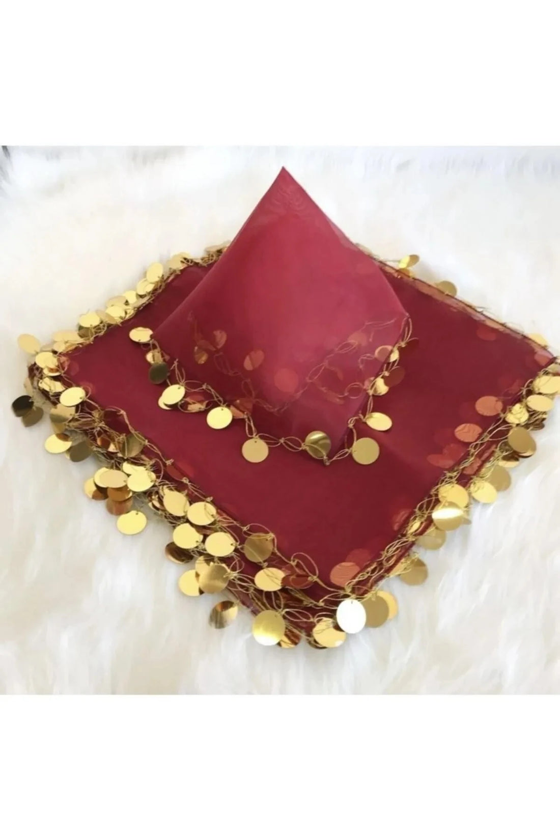 Bordo Gold Pullu Halay Mendili – Düğün ve Etkinlik Mendili