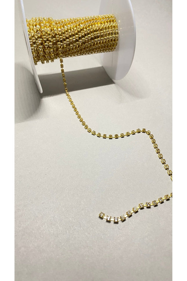 Gold Sıralı Şerit 1 Metre Çanta Ayakkabı Kına Hobi Süsleme Dekoratif Şerit Aksesuar