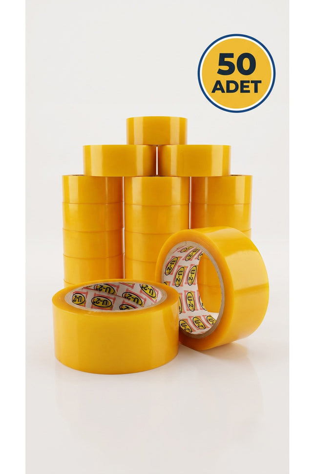 Şeffaf Koli Bandı 100 Metre x 50 Adet Güçlü Yapışkanlı Paketleme Bandı Taşıma, Depolama, Kargo ve Ambalaj Bandı