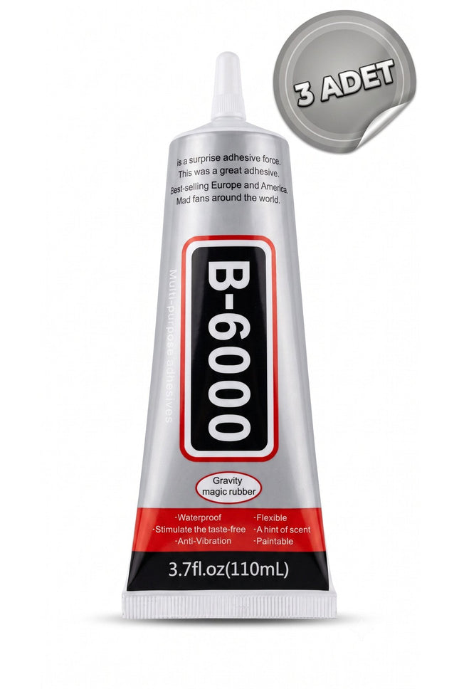 B6000 Şeffaf Yapıştırıcı 110 ml 3 Adet Set – Güçlü Çok Amaçlı Taş, Boncuk, Kumaş, Metal, Cam ve Ahşap Yapıştırıcısı