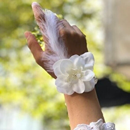 10’lu Beyaz Tüylü Inci Nedime Gelin Bilekliği Bride To Be Bekarlığa Veda Partisi