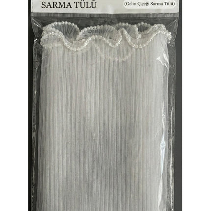 İncili Fırfır Plise Tül Gelin Çiçeği İçin Çiçek Tülü 1 Top 2 Metre Buket Sarma Tülü