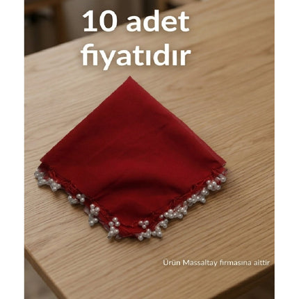 Halay Mendili İncili 10'lu Paket – Düğün, Kına Gecesi ve Davetler İçin Şık Süslemeli Halay Mendili