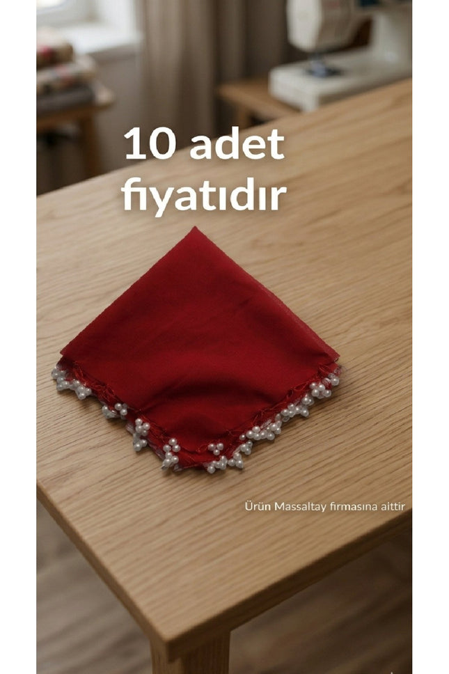 Halay Mendili İncili 10'lu Paket – Düğün, Kına Gecesi ve Davetler İçin Şık Süslemeli Halay Mendili