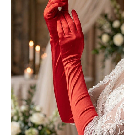 Uzun Saten Gelin Eldiveni Beyaz Balo Eldiveni Düğün Nikah Nişan Abiye Kostüm Eldiveni